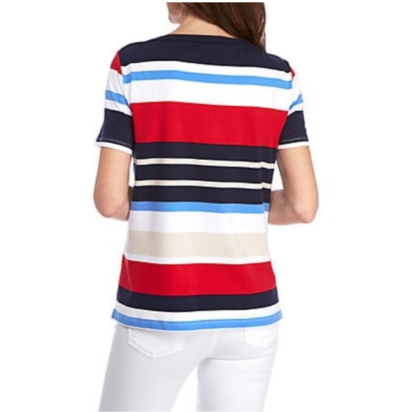 Alfred Dunner Lady Liberty Stripe Tee Sz MP - Picture 2 of 8